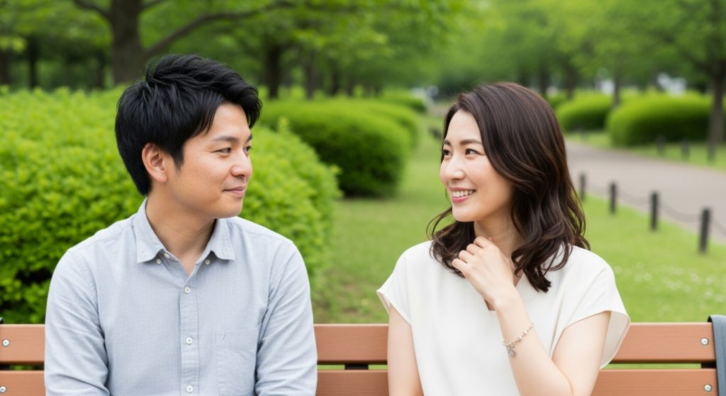 自然な形で出会った理想のパートナーと、穏やかな時間を過ごす幸せなカップル