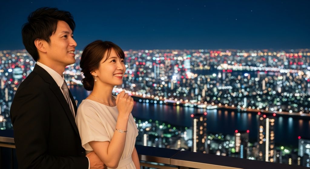 片思いが成就し、好きな彼と幸せそうに微笑み合うカップル